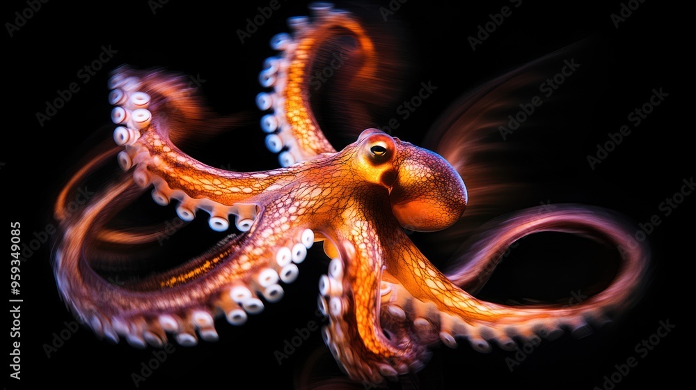 A Dynamically Posing Octopus with Blurred Tentacles A Dynamically Posing Octopus with Blurred Tentacles