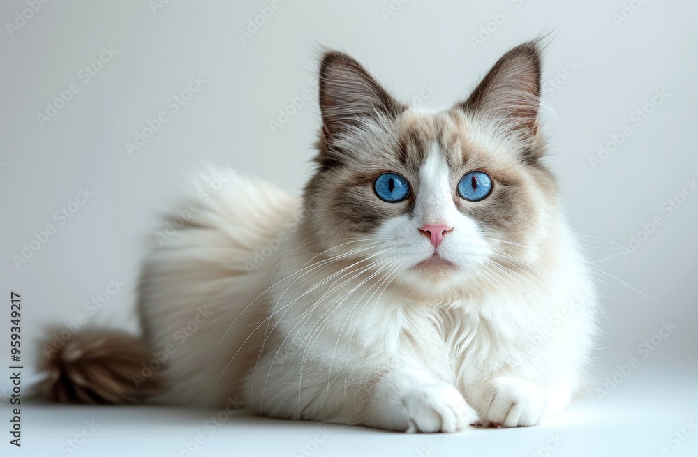Portrait of a Ragdoll Cat with Striking Blue Eyes Portrait of a Ragdoll Cat with Striking Blue Eyes