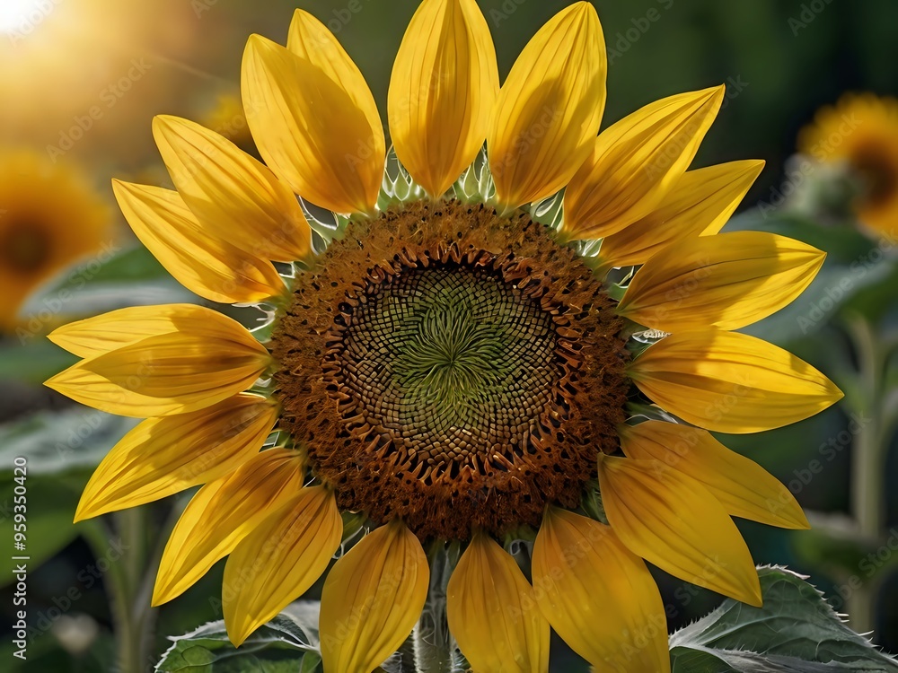 Fototapeta premium beautiful sunflowers in close up shot during a clear day
