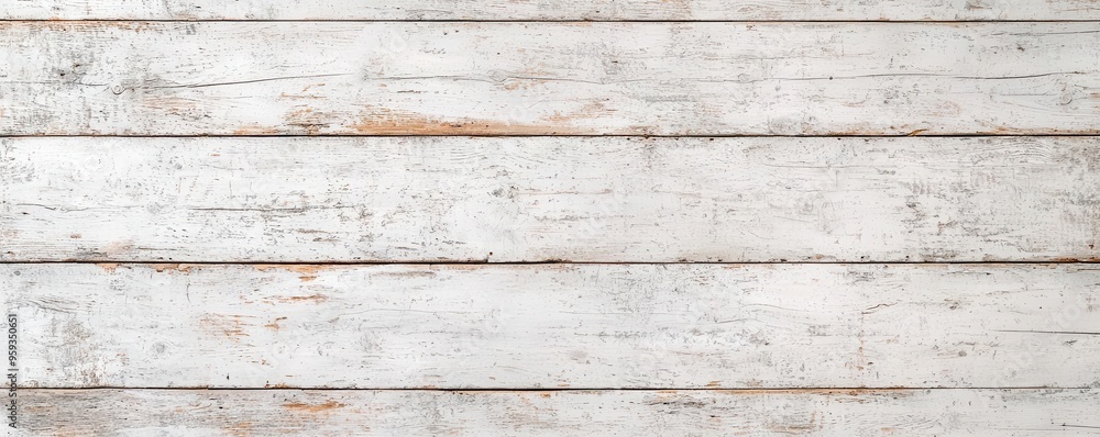 Naklejka premium Classic Grunge Texture background, A rustic white wooden background with a weathered texture, perfect for presentations, designs, and photography projects.