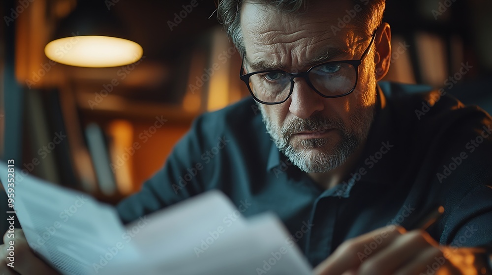 Serious and focused financier accountant on paper work inside office mature man using calculator and laptop for calculating reports and summarizing accounts businessman at work in casu : Generative AI Serious and focused financier accountant on paper work inside office mature man using calculator and laptop for calculating reports and summarizing accounts businessman at work in casu : Generative AI
