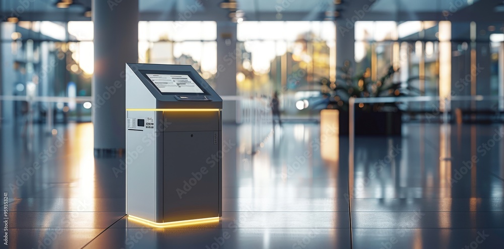 State-of-the-art digital ballot box positioned in a high-tech voting station, showcasing a user-friendly touchscreen and secure slot for paper ballots, with ambient lighting State-of-the-art digital ballot box positioned in a high-tech voting station, showcasing a user-friendly touchscreen and secure slot for paper ballots, with ambient lighting