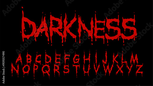 Darkness font gothic dripping red bloody type style, for horror typography concept print design