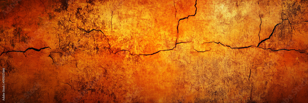 Panoramic Grunge Textured Wall with Rustic Orange and Brown Tones Panoramic Grunge Textured Wall with Rustic Orange and Brown Tones
