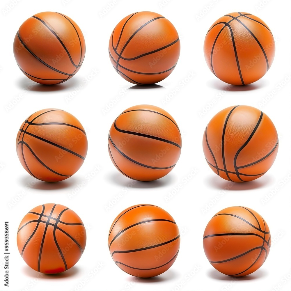 Set of basketball balls isolated on white background Set of basketball balls isolated on white background