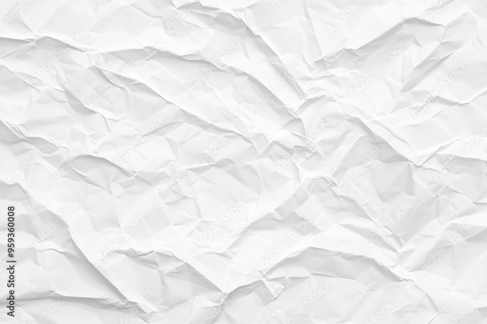 Obraz premium White Crumpled Paper Texture Background, High-Resolution, Flat Lay, Top View
