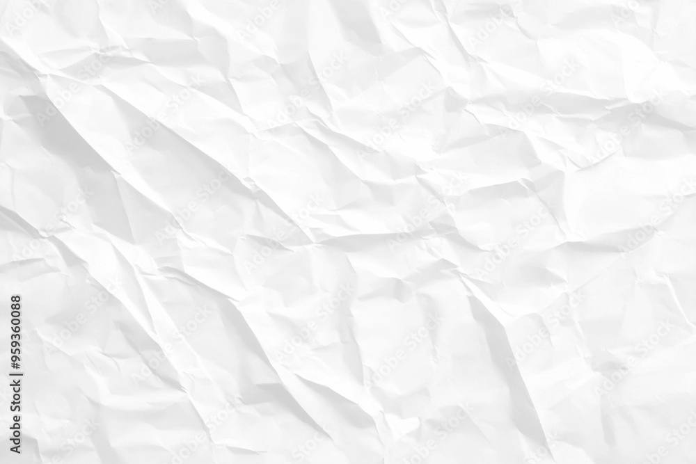 Obraz premium White Crumpled Paper Texture Background, High-Resolution, Flat Lay, Top View