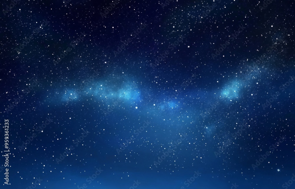 Naklejka premium Starry Night Sky with Milky Way Galaxy, Twinkling Stars in Various Sizes and Colors, Ideal for Sci-Fi Designs