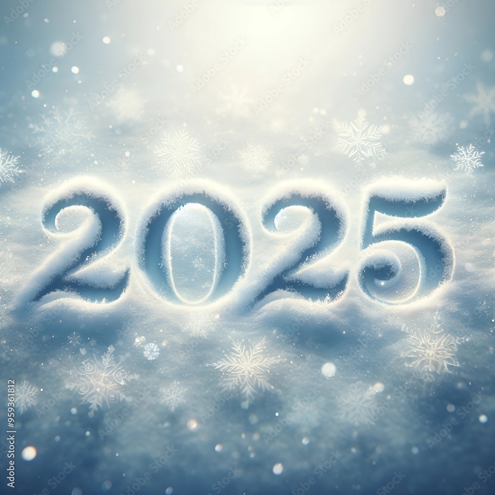 Happy New Year 2025 Typography with Glittering Fireworks Happy New Year 2025 Typography with Glittering Fireworks