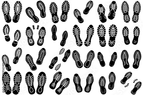 A set of black Black prints of shoe silhouette