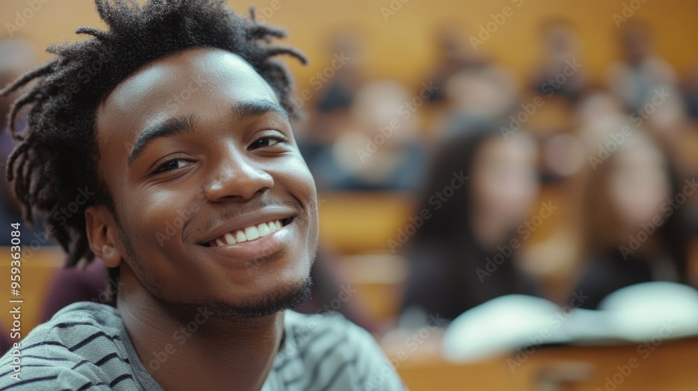 Joyful Student in Lecture Hall Joyful Student in Lecture Hall