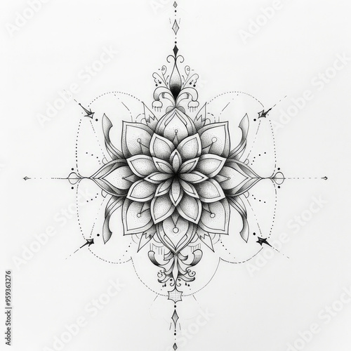 flower, mandal, geometric,  vector, pattern, floral, design, art, illustration, decoration, nature, ornament, drawing, leaf, sketch, plant, black, vintage, tattoo, flowers, spring, blossom, beauty, el