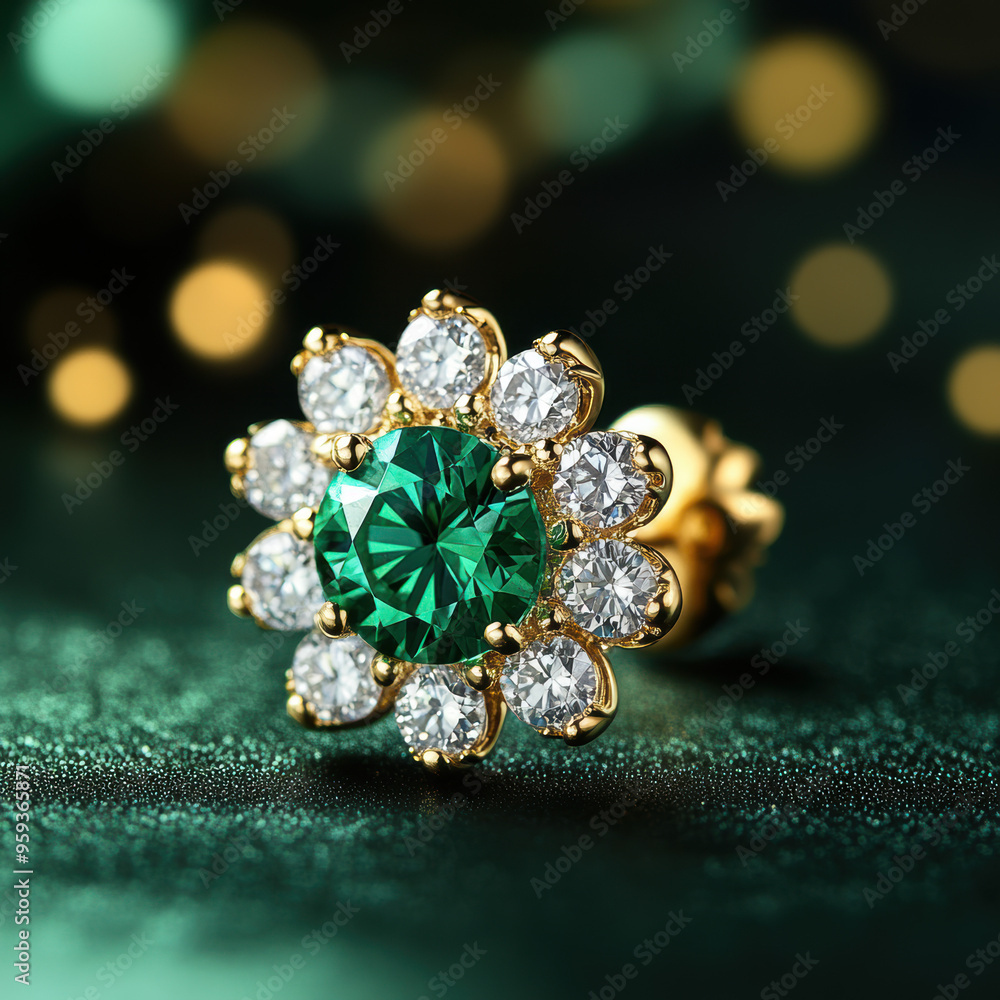 Fototapeta premium Emerald Flower Earring.