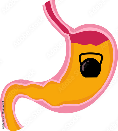 Stomach disease Illustration. Stomach heaviness 