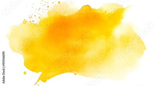 Abstract Yellow Watercolor Splashes and Stains photo