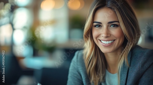 Wallpaper Mural Happy real estate agent using digital tablet with her clients during consultations in the office Copy space : Generative AI Torontodigital.ca