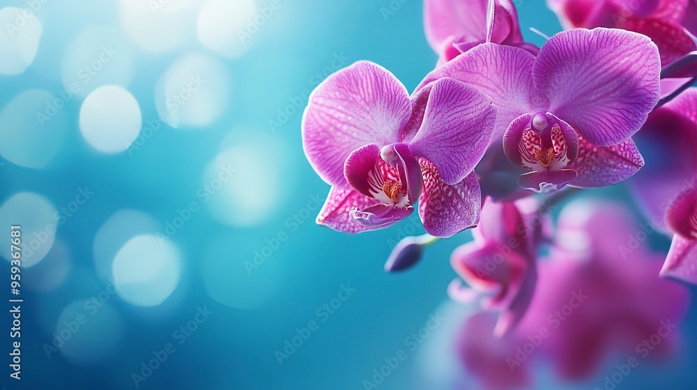Purple orchid flowers on a blue background, orchid, purple, flowers, blue, background, vibrant, colorful, beauty, nature Purple orchid flowers on a blue background, orchid, purple, flowers, blue, background, vibrant, colorful, beauty, nature