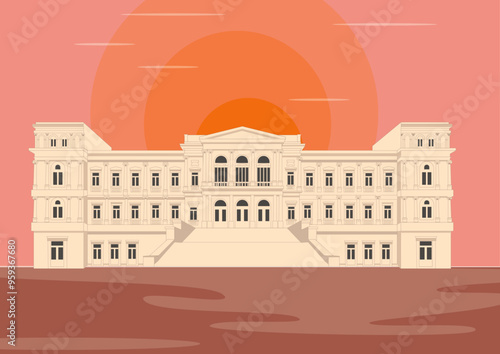 Illustration Vector Hall City landmark Icon