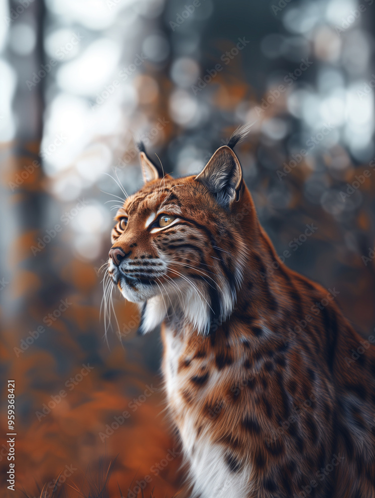 Obraz premium Close Up Portrait of a Marbled Cat, Pardofelis marmorata, in the Wild