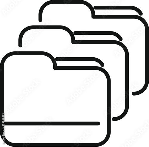 Simple vector icon representing three folders, ideal for projects related to data storage and organization