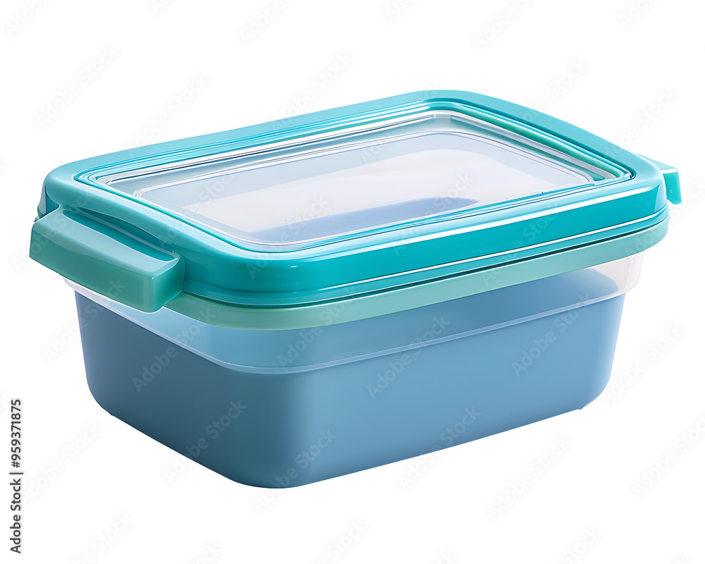 Blue and Green Rectangular Plastic Food Container with Lid Blue and Green Rectangular Plastic Food Container with Lid