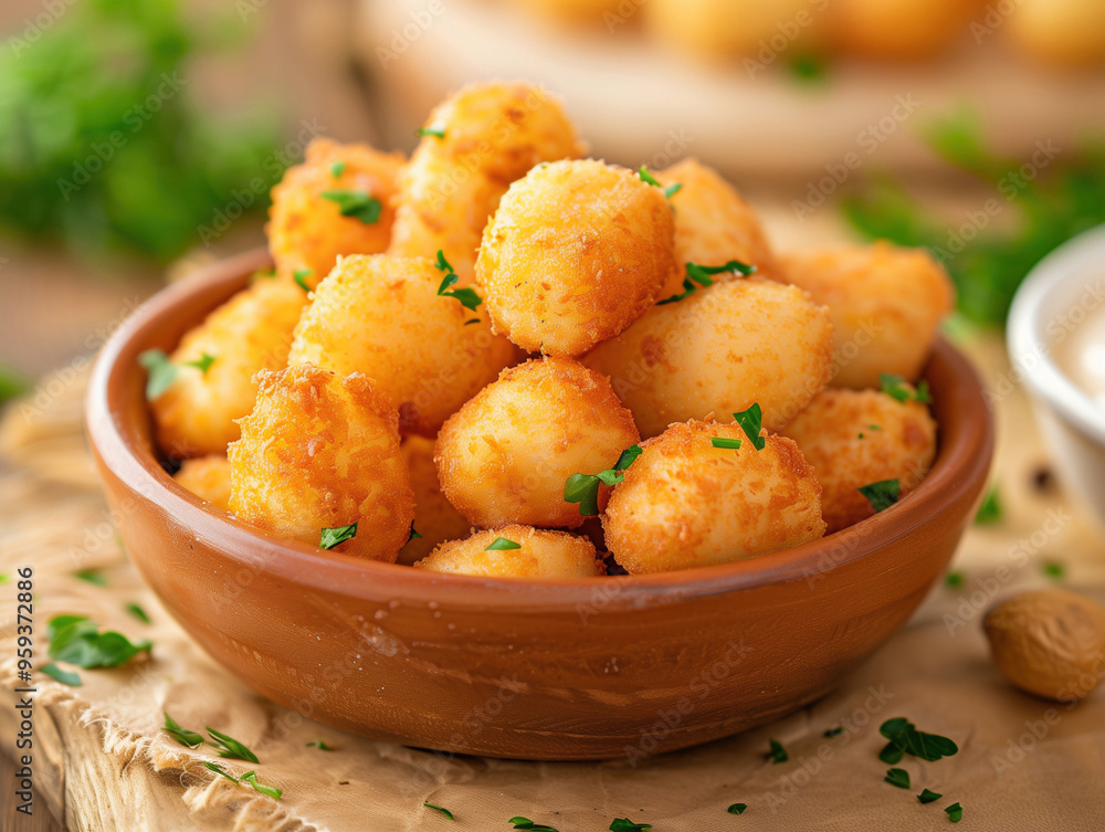 Close up of Croquetas on Light Background, Spanish Fried Food Snack Close up of Croquetas on Light Background, Spanish Fried Food Snack