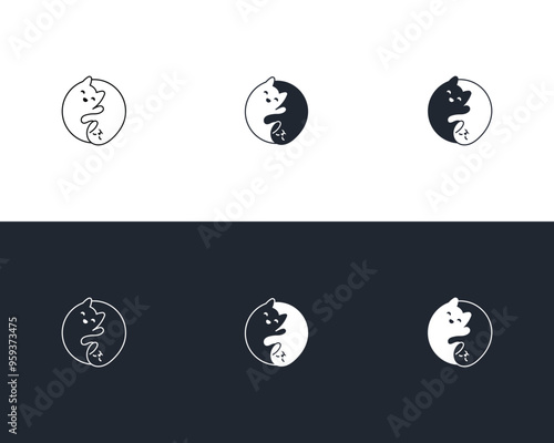 Dog and cat logo design template vector, line of pet logo design suitable for pet shop, store, cafe, business, hotel, veterinary clinic, Domestic animal vector illustration logotype, sign, symbol