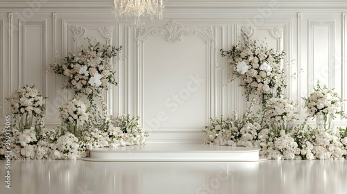 White Flowers and Ornate Molding.