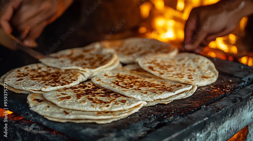 Fototapeta premium Cooking traditional quesadillas in San Miguel de Allende : Generative AI