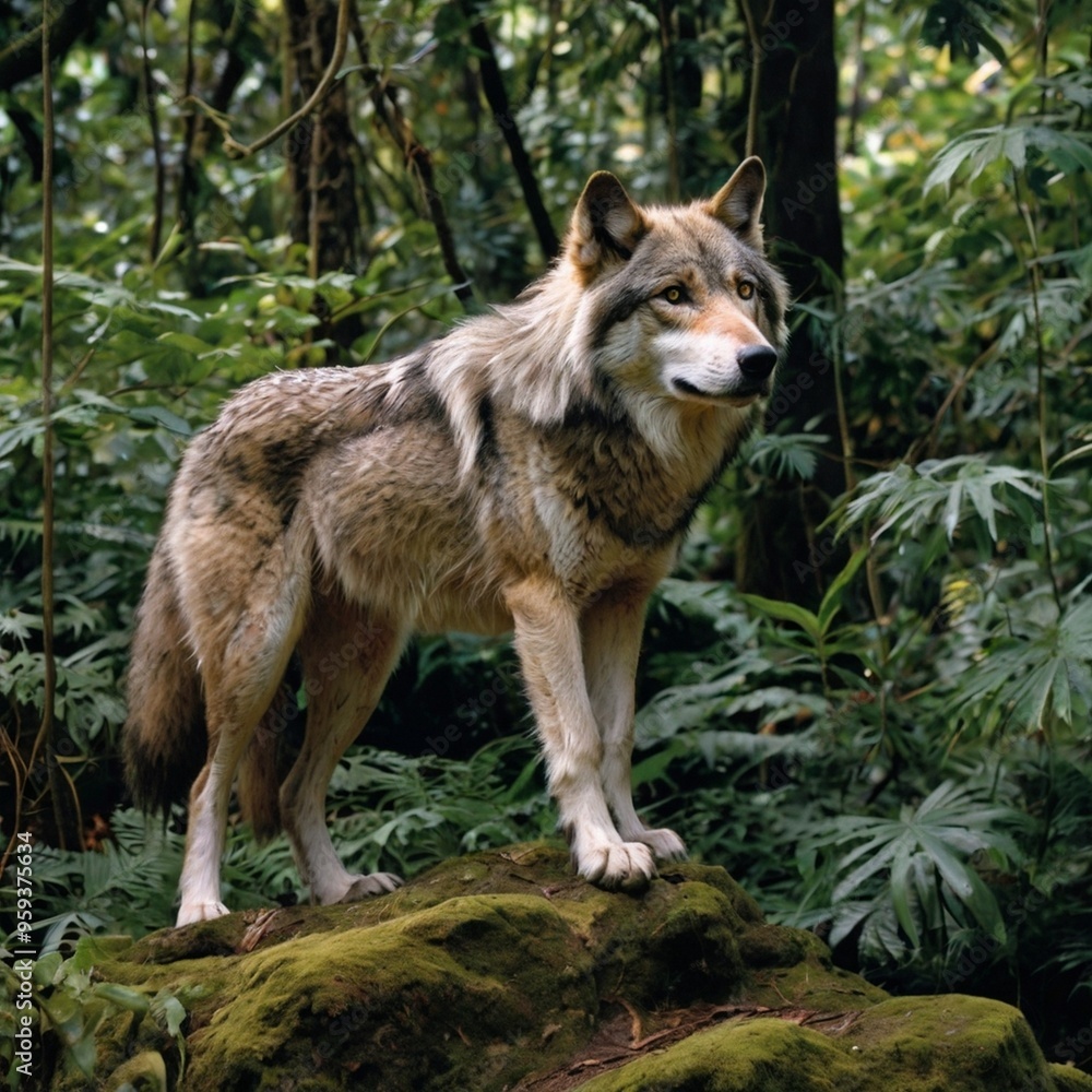 A Wolf in South America amazon jungle royalty free stock photos images generated Ai A Wolf in South America amazon jungle royalty free stock photos images generated Ai