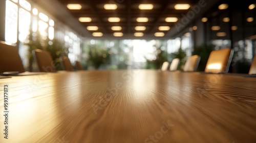 Wallpaper Mural Tabletop view on empty spacious meeting table for product display on blurred conference room background Wooden table in the boardroom in corporate environment for Flawless : Generative AI Torontodigital.ca