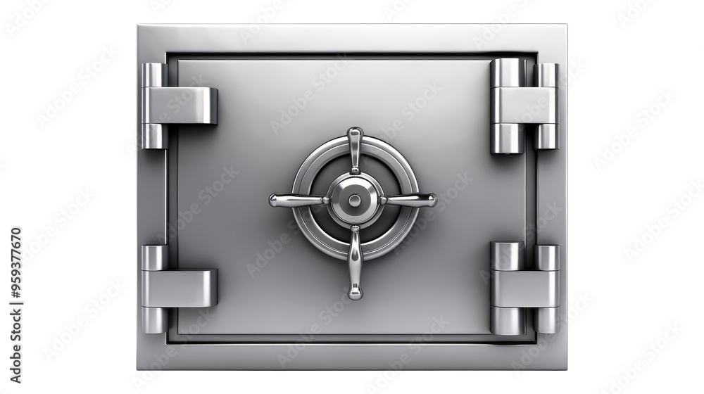 Metallic a solid steel bank Vault Door isolated on transparent white background, clipping path Metallic a solid steel bank Vault Door isolated on transparent white background, clipping path