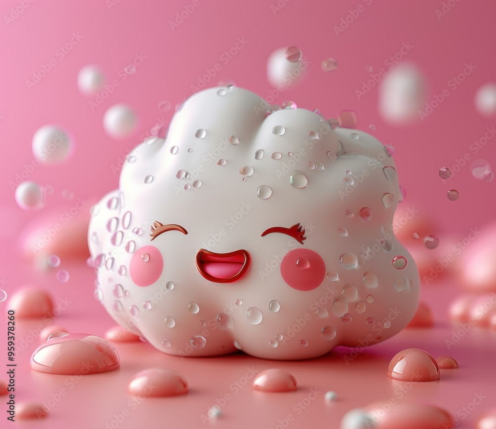Cute Smiling Cloud with Raindrops Cute Smiling Cloud with Raindrops