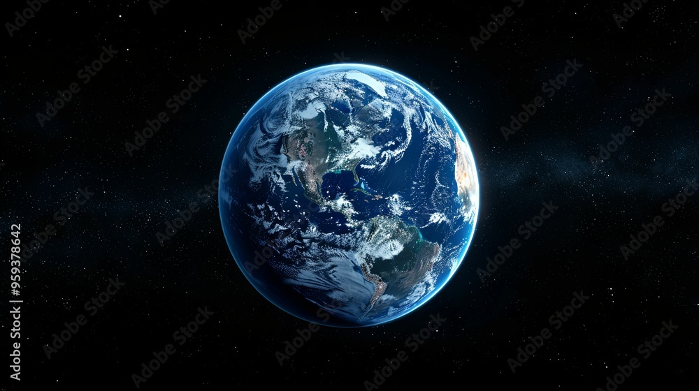 Earth Viewed from Space with Stars and Clouds Earth Viewed from Space with Stars and Clouds