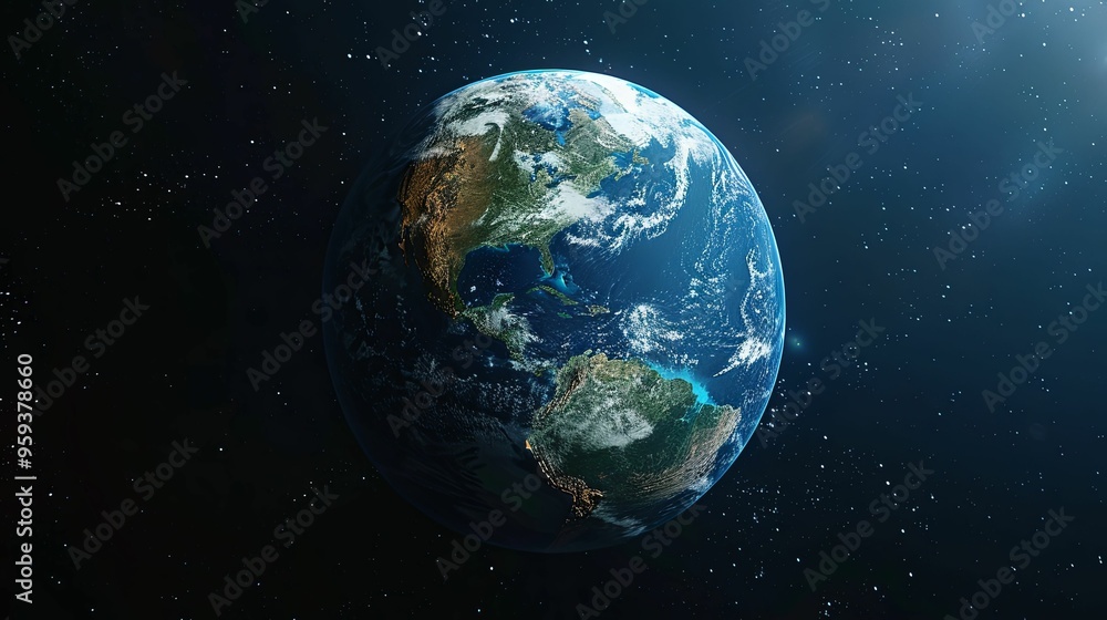 Earth Viewed from Space with North and South America Visible Earth Viewed from Space with North and South America Visible