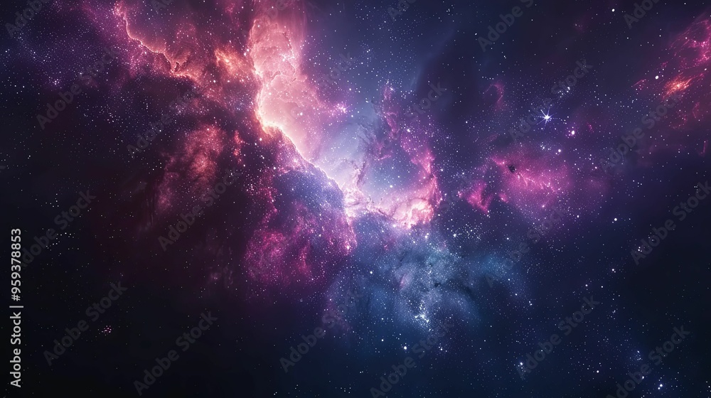 A Cosmic Nebula with Pink and Blue Hues A Cosmic Nebula with Pink and Blue Hues
