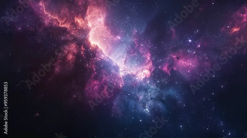 A Cosmic Nebula with Pink and Blue Hues