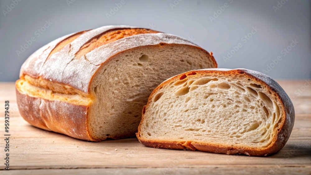 Loaf of bread with a slice cut out , food, bakery, freshness, breakfast, snack, sliced, missing piece, half Loaf of bread with a slice cut out , food, bakery, freshness, breakfast, snack, sliced, missing piece, half