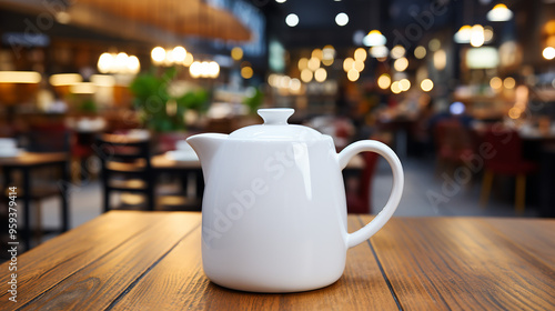 Ceramic teapot on the table in the store generative ai