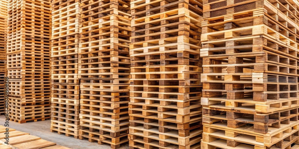 Piles of stacked natural wooden shipping pallets , pallets, wood, storage, logistics, delivery, transportation Piles of stacked natural wooden shipping pallets , pallets, wood, storage, logistics, delivery, transportation