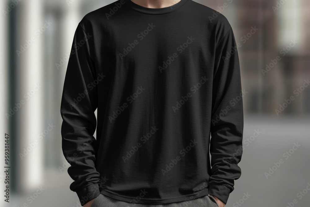 Black long sleeve tshirt mockup isolated created with Generative AI Black long sleeve tshirt mockup isolated created with Generative AI