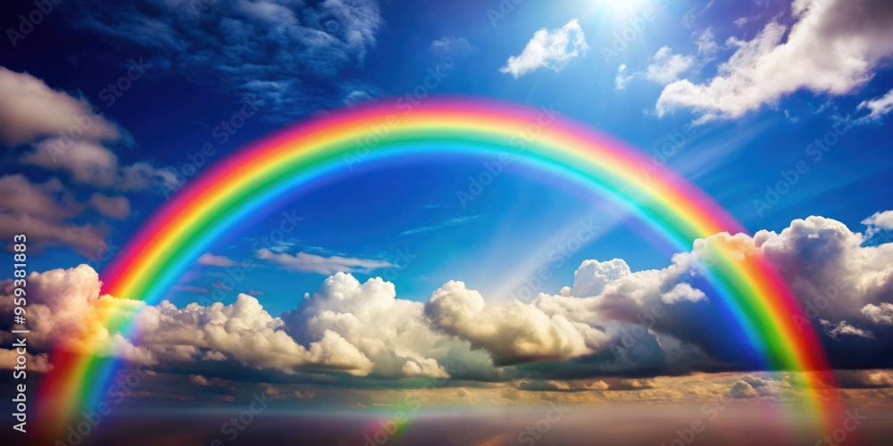 Vibrant rainbow with distinct colors blending harmoniously, Rainbow, vibrant, cheerful, colorful, vibrant, harmony, spectrum Vibrant rainbow with distinct colors blending harmoniously, Rainbow, vibrant, cheerful, colorful, vibrant, harmony, spectrum