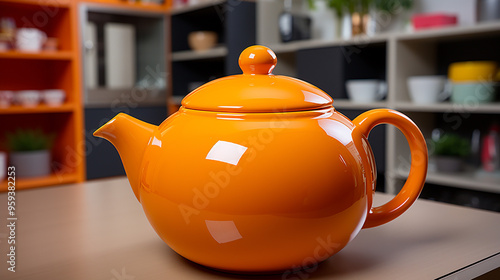Ceramic teapot on the table in the store generative ai