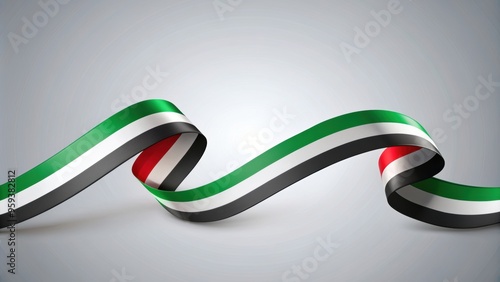 UAE flag waving ribbon style isolated on background , UAE, flag, Emirates, United Arab Emirates, ribbon, waves, design, national