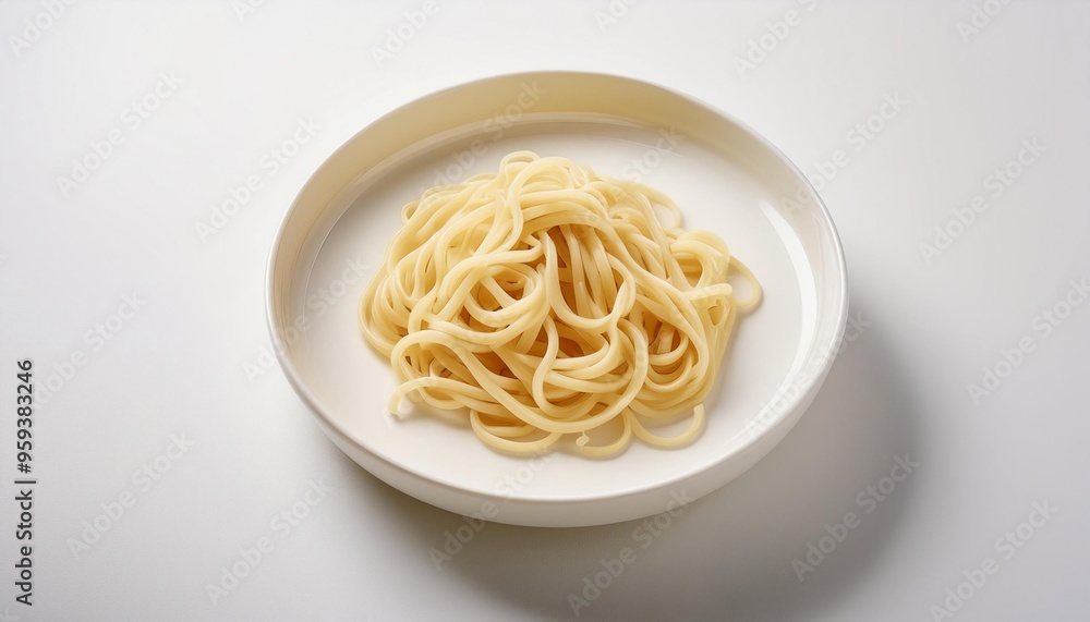 Udon on white plate with white background isolated Udon on white plate with white background isolated