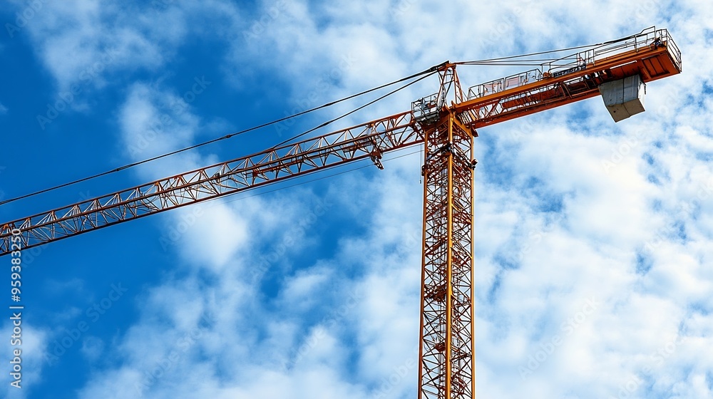 Construction site with tower crane and blue sky : Generative AI Construction site with tower crane and blue sky : Generative AI
