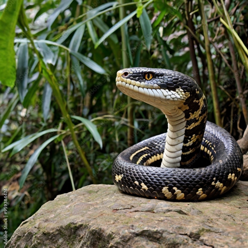 A snake sitting on the rock generated Ai A snake sitting on the rock generated Ai