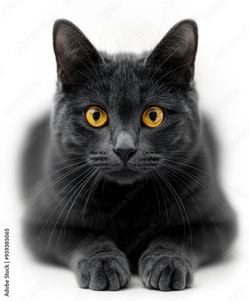 A Black Cat with Striking Yellow Eyes A Black Cat with Striking Yellow Eyes