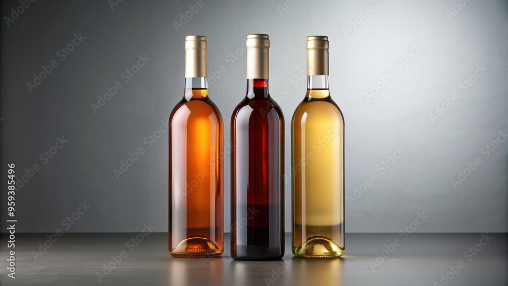 Mockup of three bottles of wine on gray background, wine, bottles, mockup, grey, alcohol, beverage, drink, label Mockup of three bottles of wine on gray background, wine, bottles, mockup, grey, alcohol, beverage, drink, label