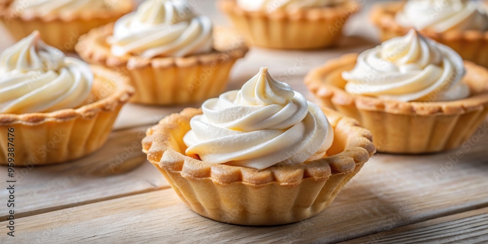 Sweet baked shortcrust pastry baskets with cream, close-up, selective focus, pastry, dessert, baked goods, sweet Sweet baked shortcrust pastry baskets with cream, close-up, selective focus, pastry, dessert, baked goods, sweet